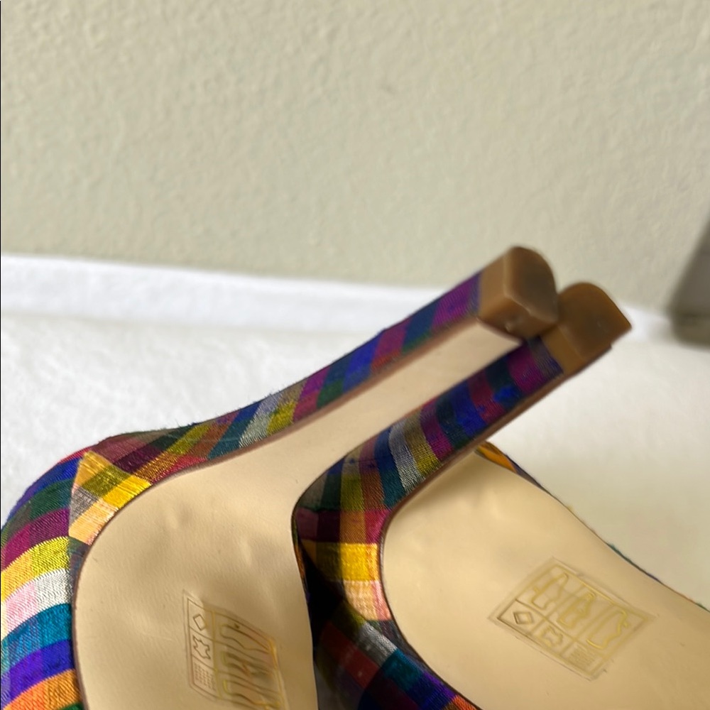 J. Crew Plaid Stiletto Heels Vibrant Pumps - Picture 5 of 7